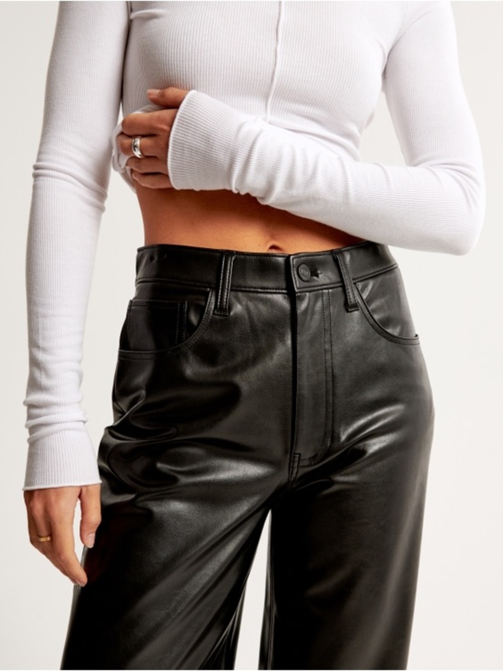 Abercrombie & Fitch Black Vegan Leather Pants